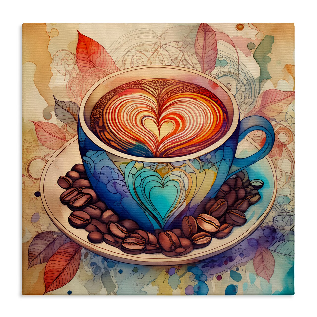 Stupell Industries Coffee Beans & Latte Canvas Wall Art Design by Alina Georgescu